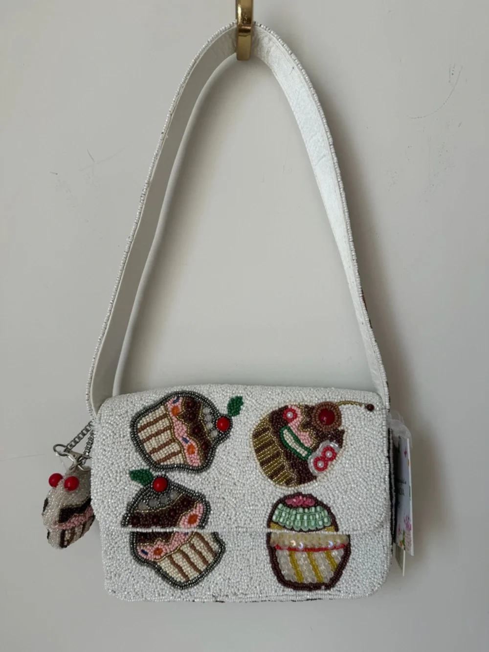 Viral Beaded Cupcake Shoulder Bag with beaded charm